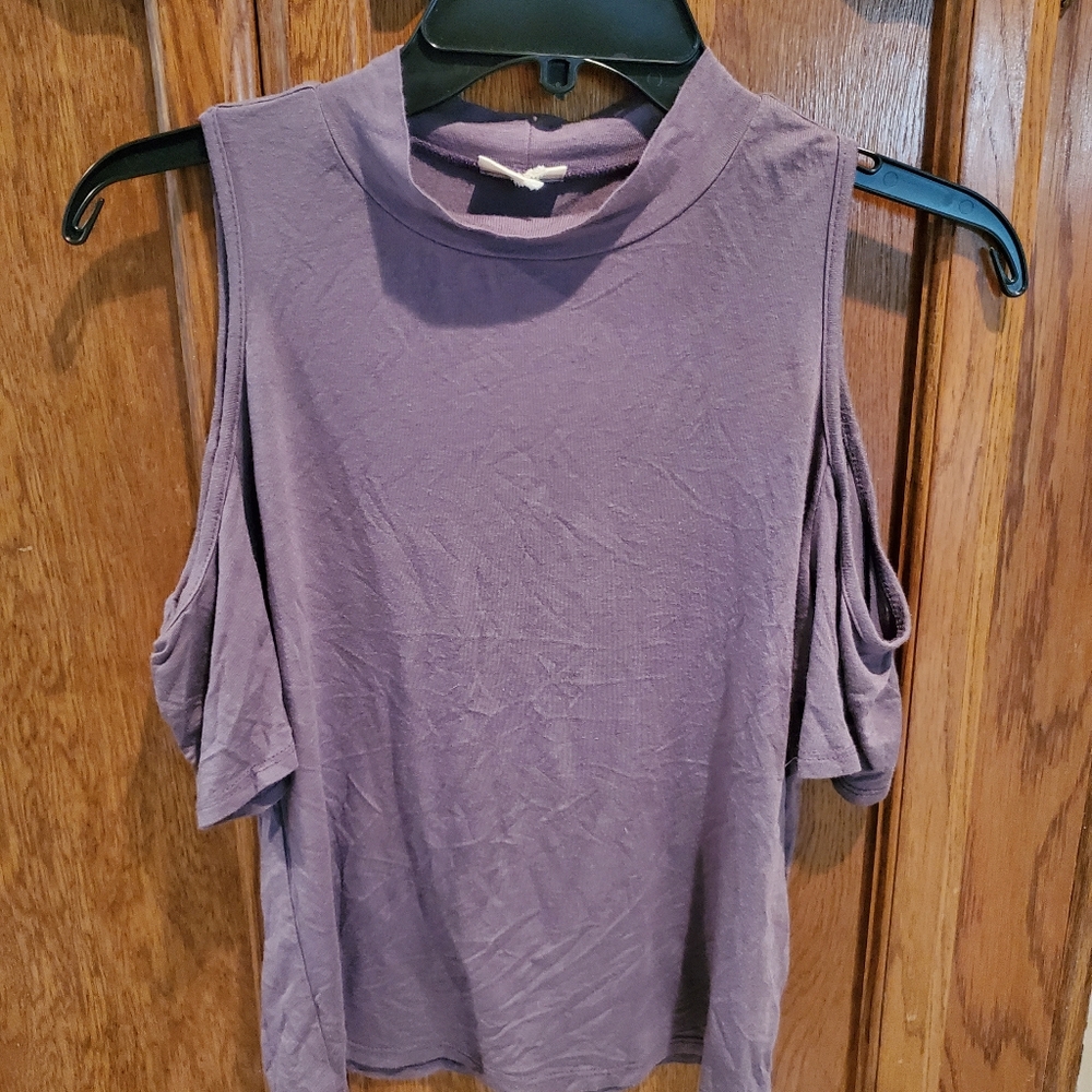 Girls Purple  Shirt  with Peek a Boo Shoulders